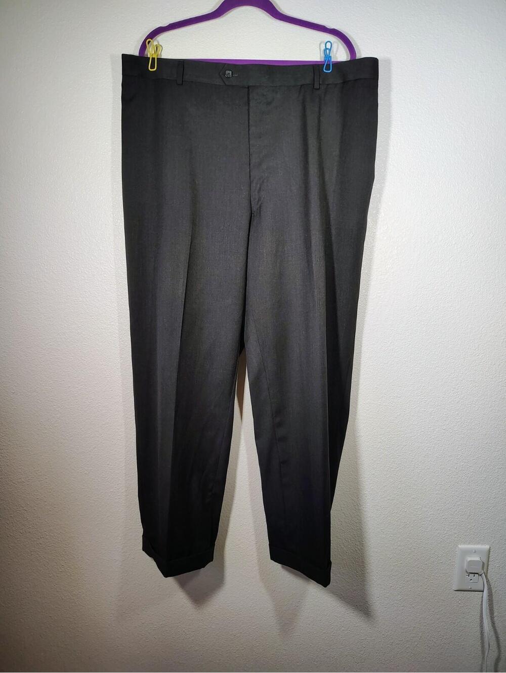 Mens Black %100 wool dress pants Joseph & Feiss 50 Regular 48 waist #153129